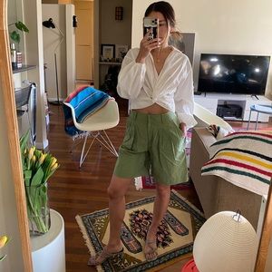 Green Rejina Pyo Bermuda shorts.